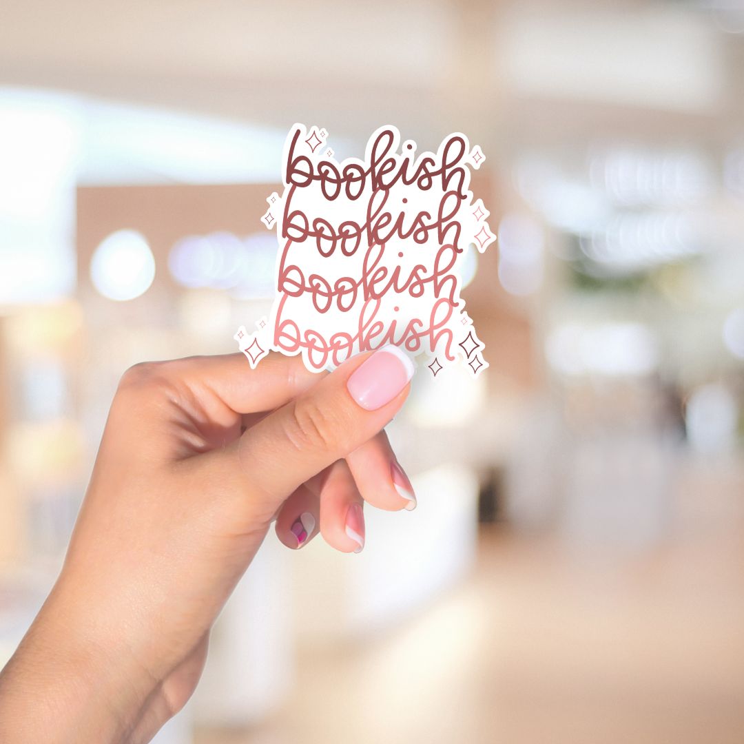 Pink Bookish Sticker with Sparkles | Cute Kindle Stickers