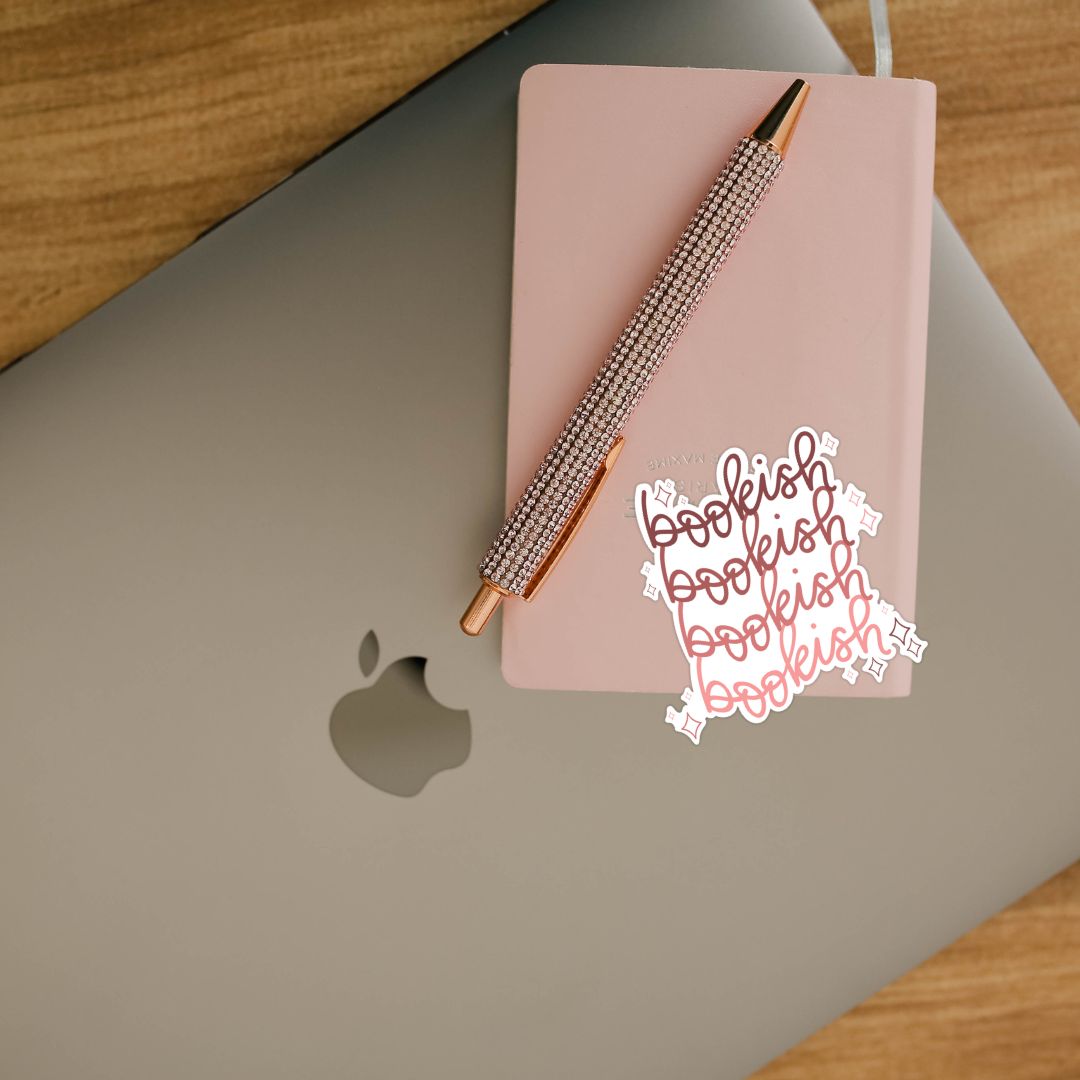 Pink Bookish Sticker with Sparkles | Cute Kindle Stickers