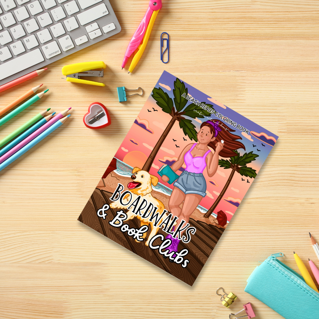 Boardwalks and Book Clubs Summer Beach Coloring Book by Serafine Art and Design