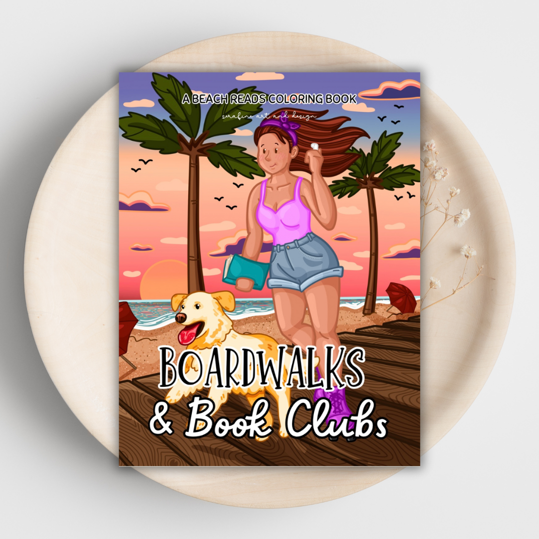 Boardwalks and Book Clubs Summer Beach Coloring Book by Serafine Art and Design