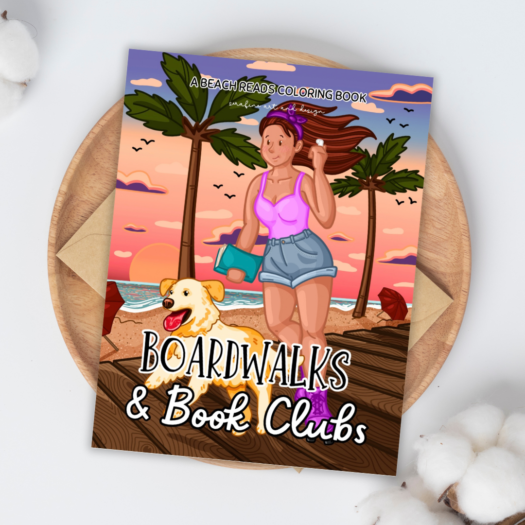 Boardwalks and Book Clubs Summer Beach Coloring Book by Serafine Art and Design