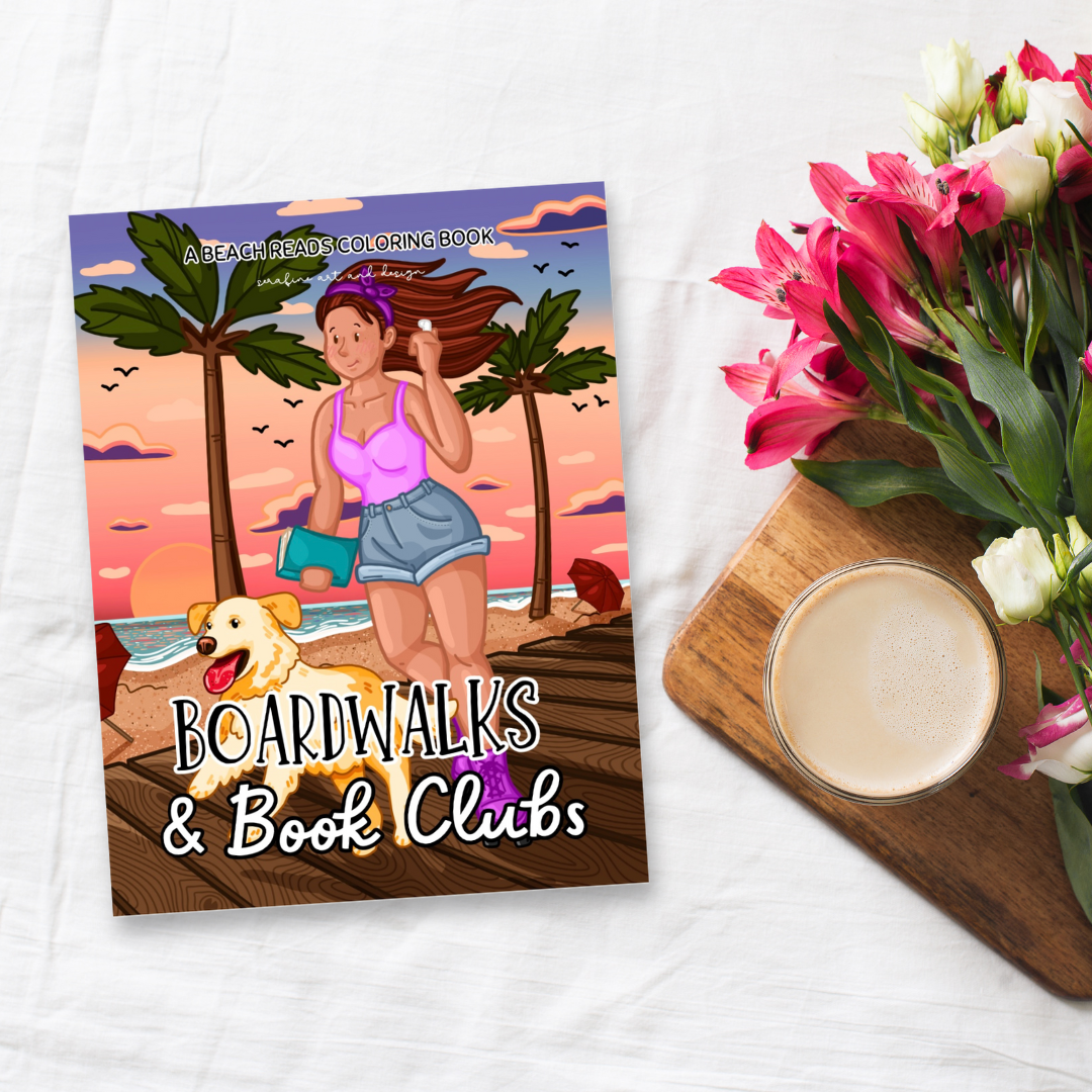 Boardwalks and Book Clubs Summer Beach Coloring Book by Serafine Art and Design