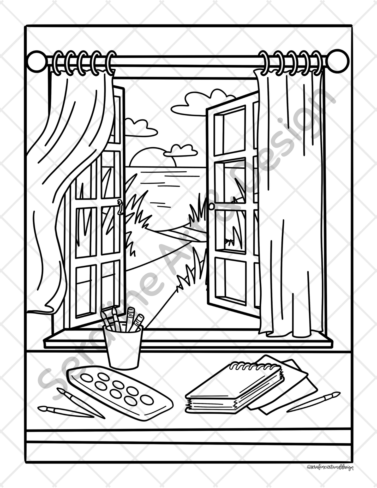 Boardwalks and Book Clubs: A Beach Reads Coloring Book by Serafine Art and Design