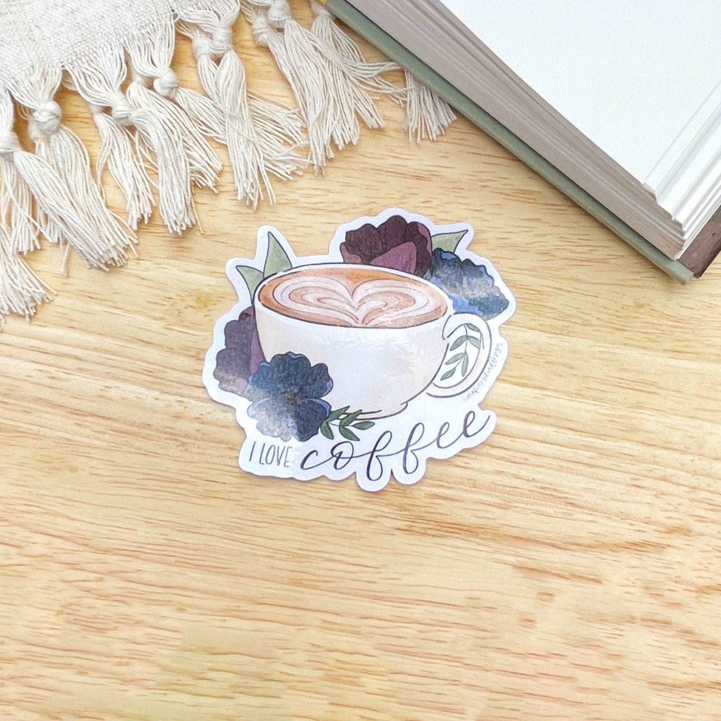 I Love Coffee Sticker | Floral Latte Art Kindle Stickers - Serafine Art & Design -