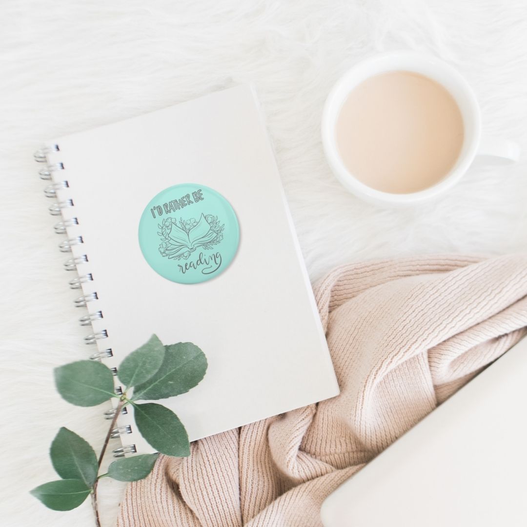 I’d Rather Be Reading Pinback Button | Bookish Pins - Serafine Art & Design -