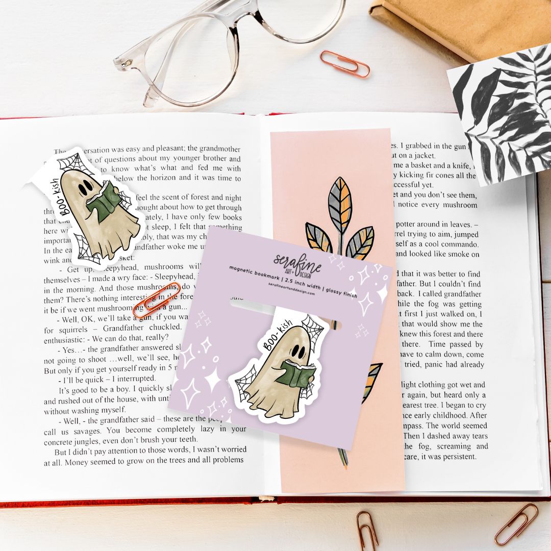 Boo-kish Ghost Dark Academia Magnetic Bookmark