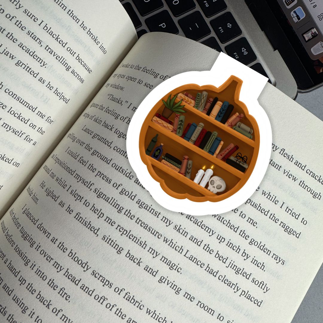 Pumpkin Bookshelf Dark Academia Magnetic Bookmark