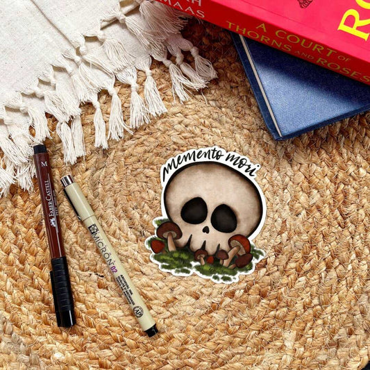 Memento Mori Skull Sticker | Bookish | SJM | Crescent City - Serafine Art & Design -
