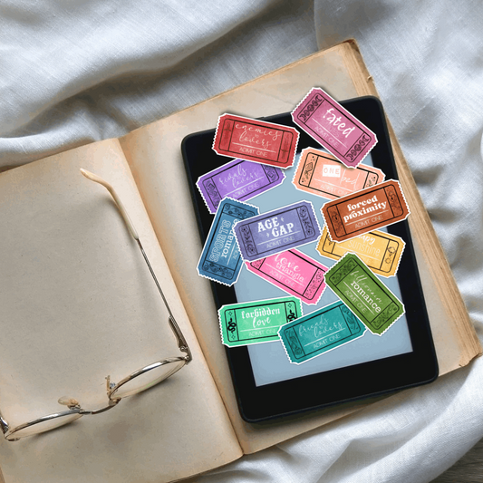 Romance Book Trope Tickets | Bookish Stickers for Kindle - Serafine Art & Design -