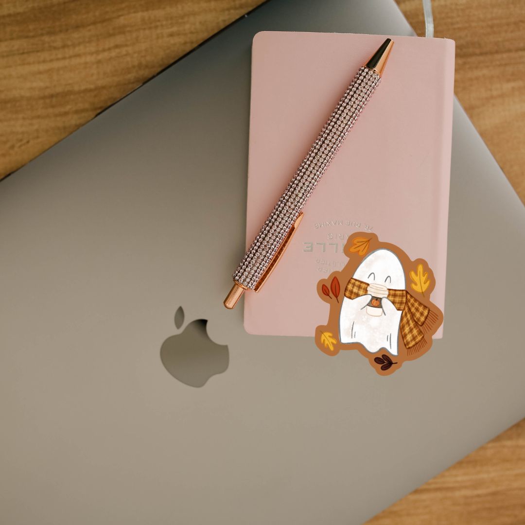 Cozy Ghost Sticker | Cute Fall Pumpkin Spice Ghost
