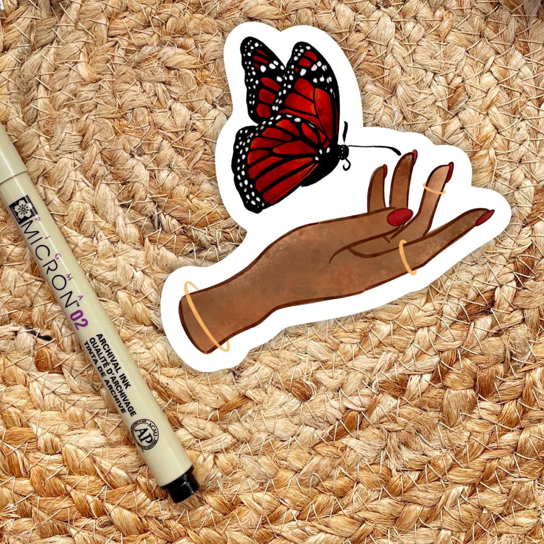 Daughter of No Worlds Tisaanah Red Butterfly Sticker | Carissa Broadbent Officially Licensed