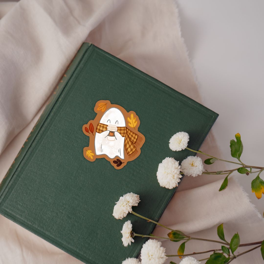 Cozy Ghost Sticker | Cute Fall Pumpkin Spice Ghost