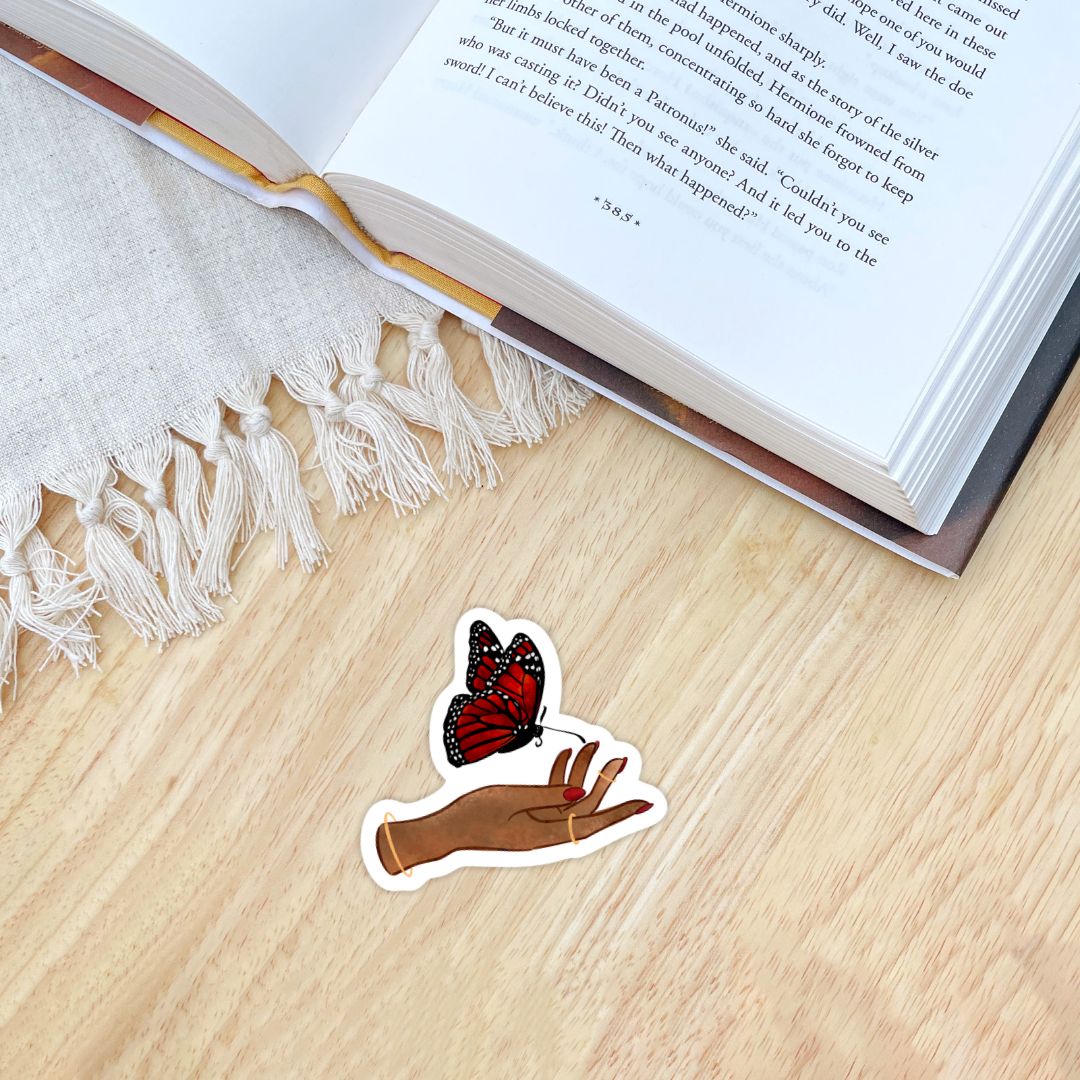 Daughter of No Worlds Tisaanah Red Butterfly Sticker | Carissa Broadbent Officially Licensed