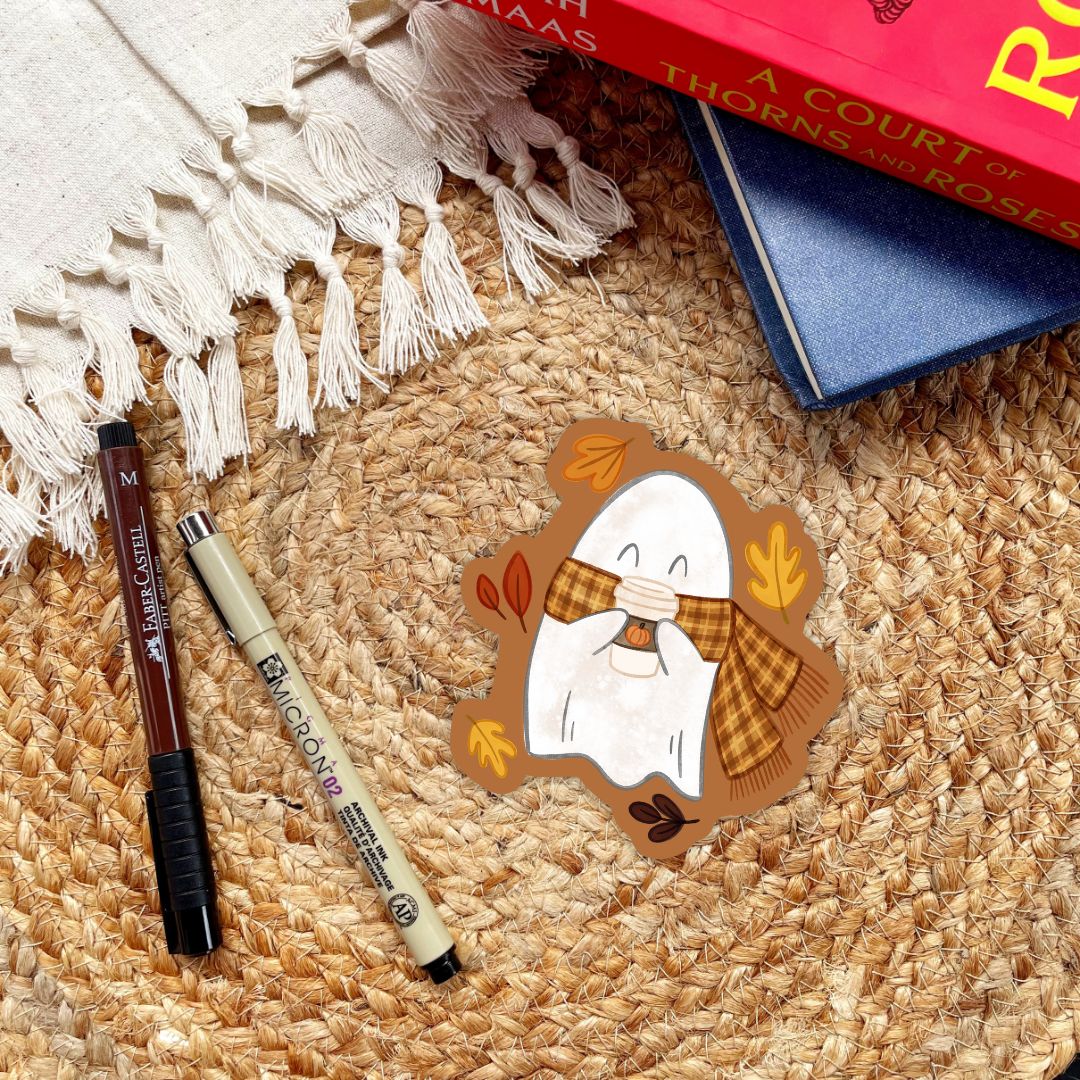Cozy Ghost Sticker | Cute Fall Pumpkin Spice Ghost