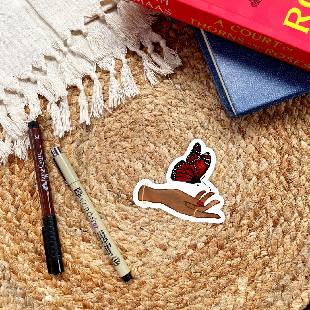 Daughter of No Worlds Tisaanah Red Butterfly Sticker | Carissa Broadbent Officially Licensed