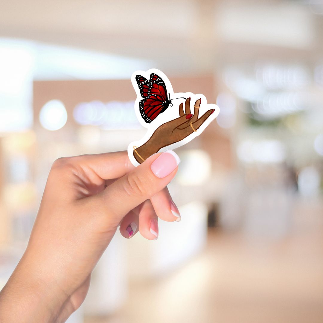 Daughter of No Worlds Tisaanah Red Butterfly Sticker | Carissa Broadbent Officially Licensed