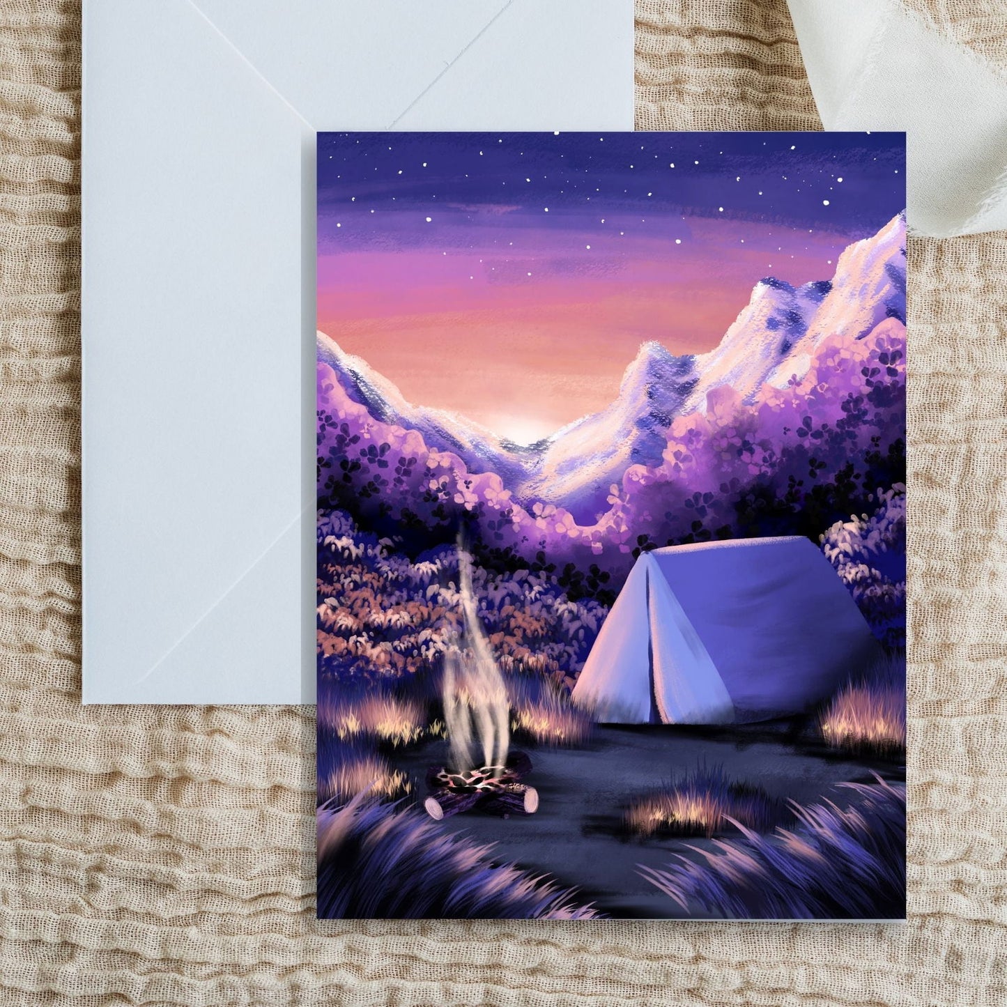 Sunrise Camping Just Because Card | Nature Greeting Cards - Serafine Art & Design -