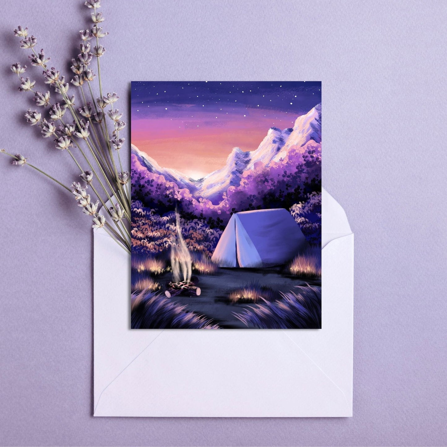Sunrise Camping Just Because Card | Nature Greeting Cards - Serafine Art & Design -