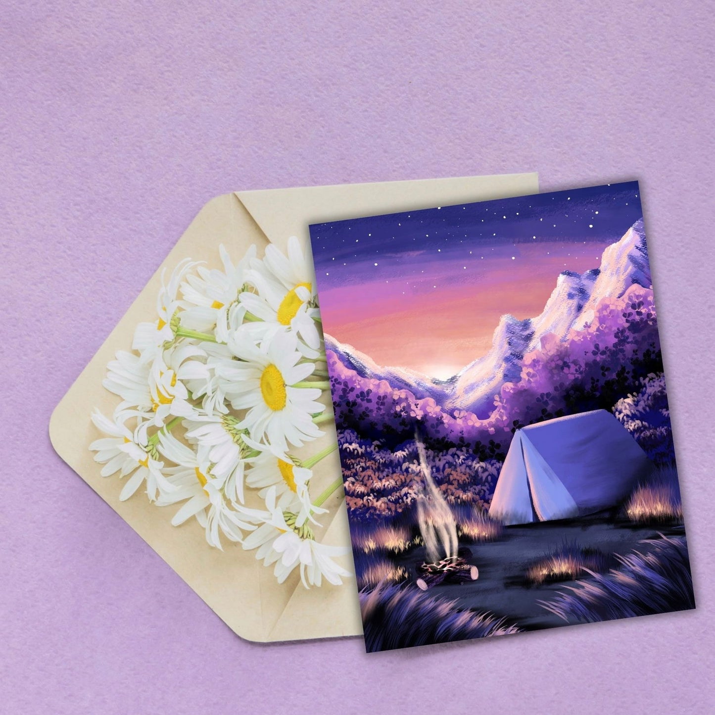 Sunrise Camping Just Because Card | Nature Greeting Cards - Serafine Art & Design -