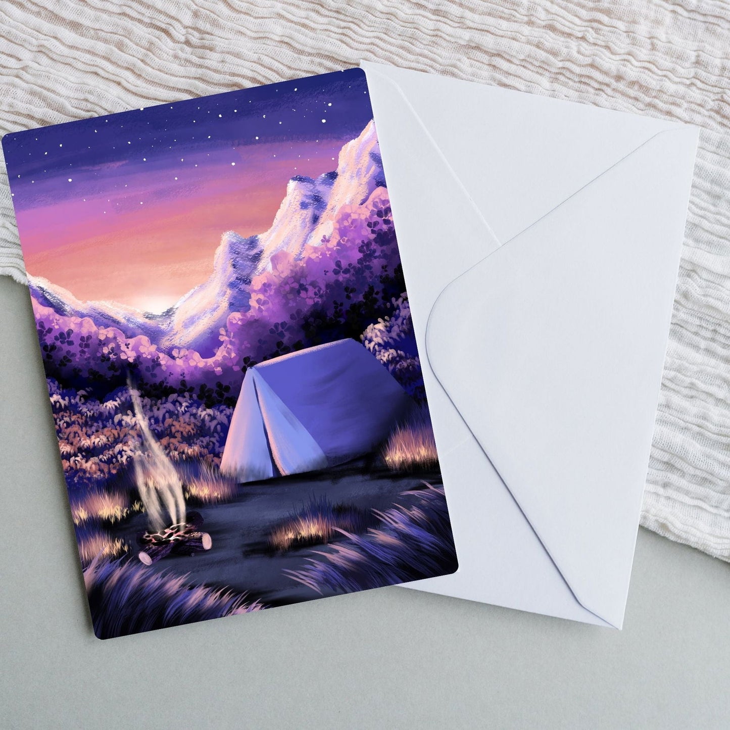 Sunrise Camping Just Because Card | Nature Greeting Cards - Serafine Art & Design -