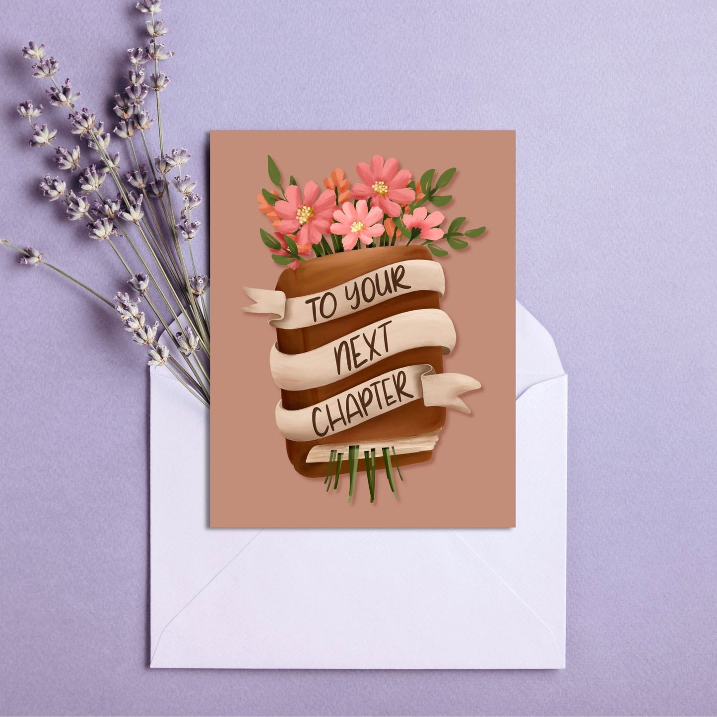 To Your Next Chapter Congratulations Card | Bookish Greeting Cards - Serafine Art & Design -