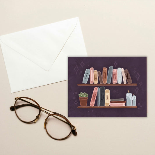 Whimsical Bookshelf Thank You Card | Bookish Greeting Cards - Serafine Art & Design -