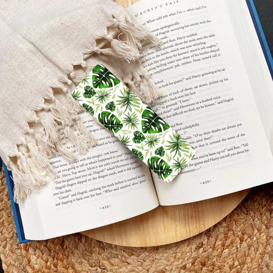 Monstera Aurea Bookmark | Laminated Bookmark | Swiss Cheese Plant | Variegated Monstera | Tropical Leaf Art - Serafine Art & Design -