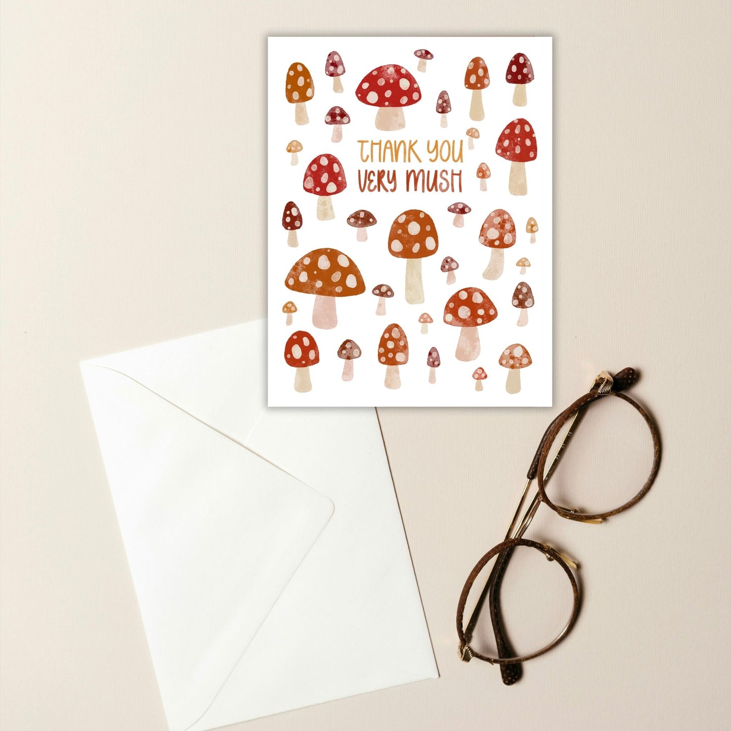 Thank You Very Mush Whimsical Mushroom Card | Bookish Greeting Cards