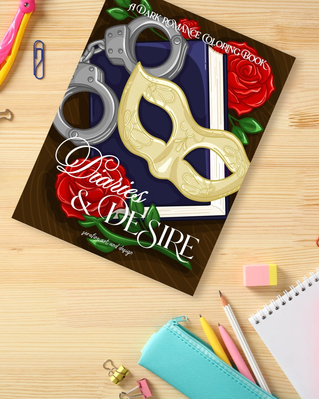 Diaries & Desire: A Dark Romance Coloring Book For Book Lovers by Serafine Art & Design