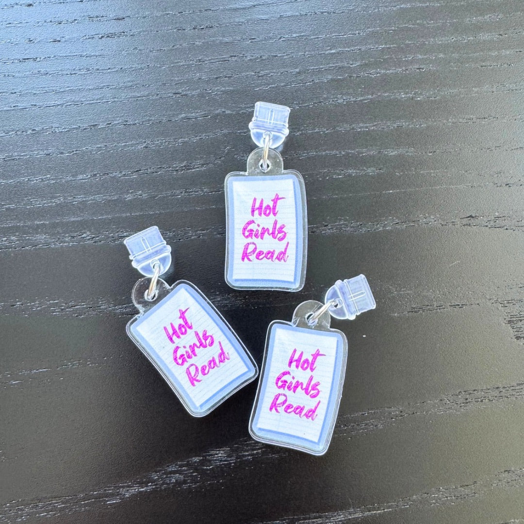 Hot Girls Read Library Card Kindle Charm | Bookish USB-C Dust Plug