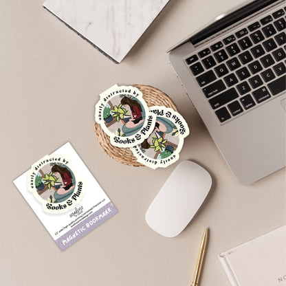 Easily Distracted By Books & Plants Magnetic Bookmark