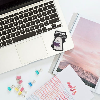 Haunt Your Local Library Ghost Sticker | Book Lover Kindle Stickers