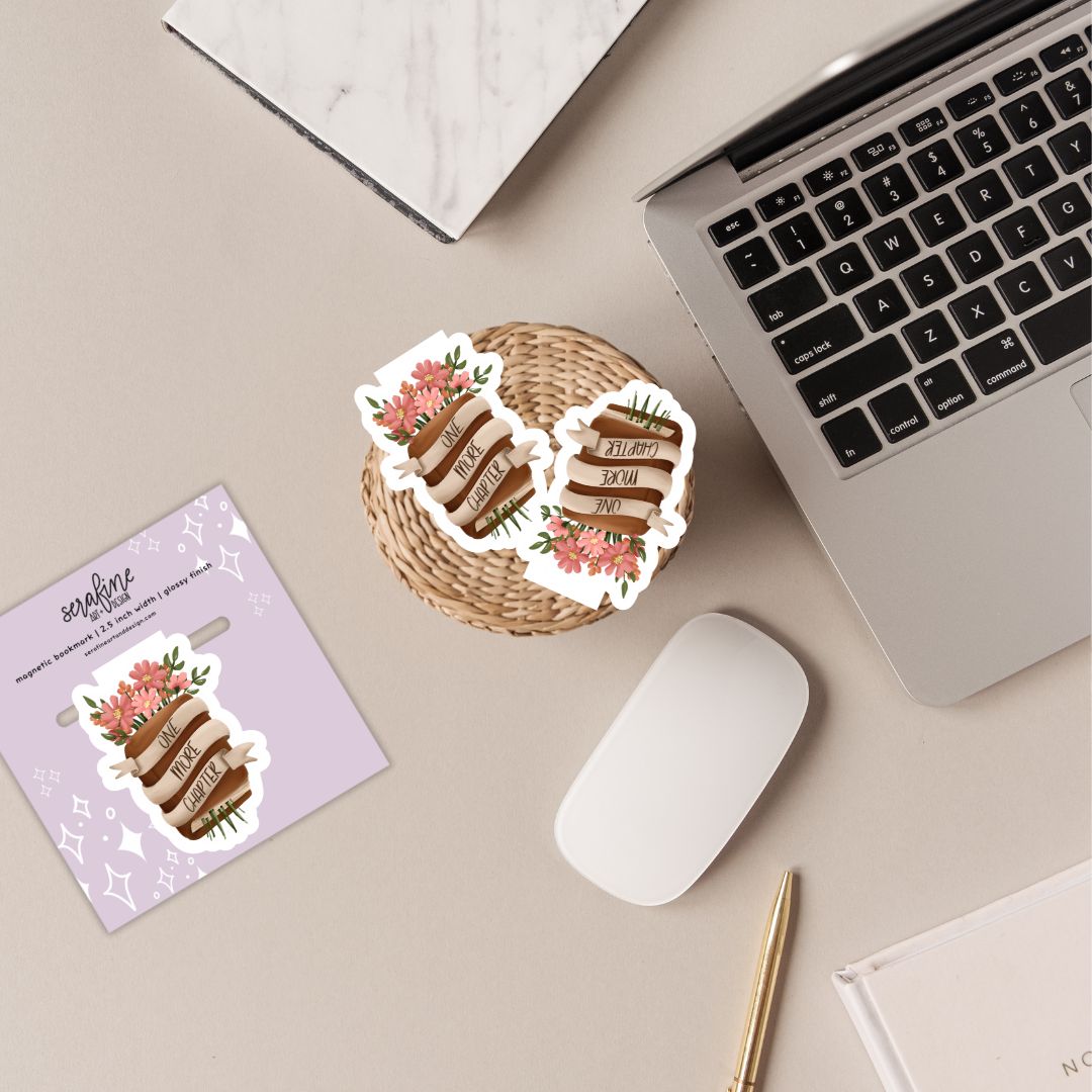 One More Chapter Floral Book Magnetic Bookmark