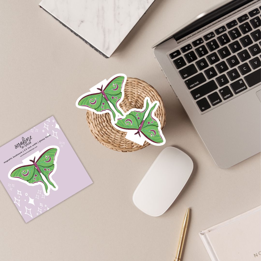 Celestial Luna Moth Magnetic Bookmark