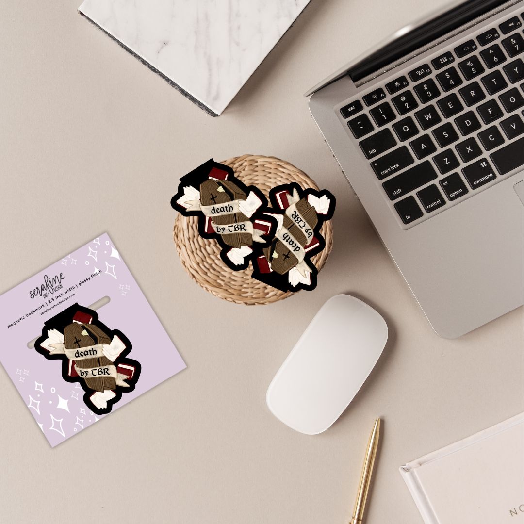 Death By TBR Coffin Dark Academia Spooky Magnetic Bookmark