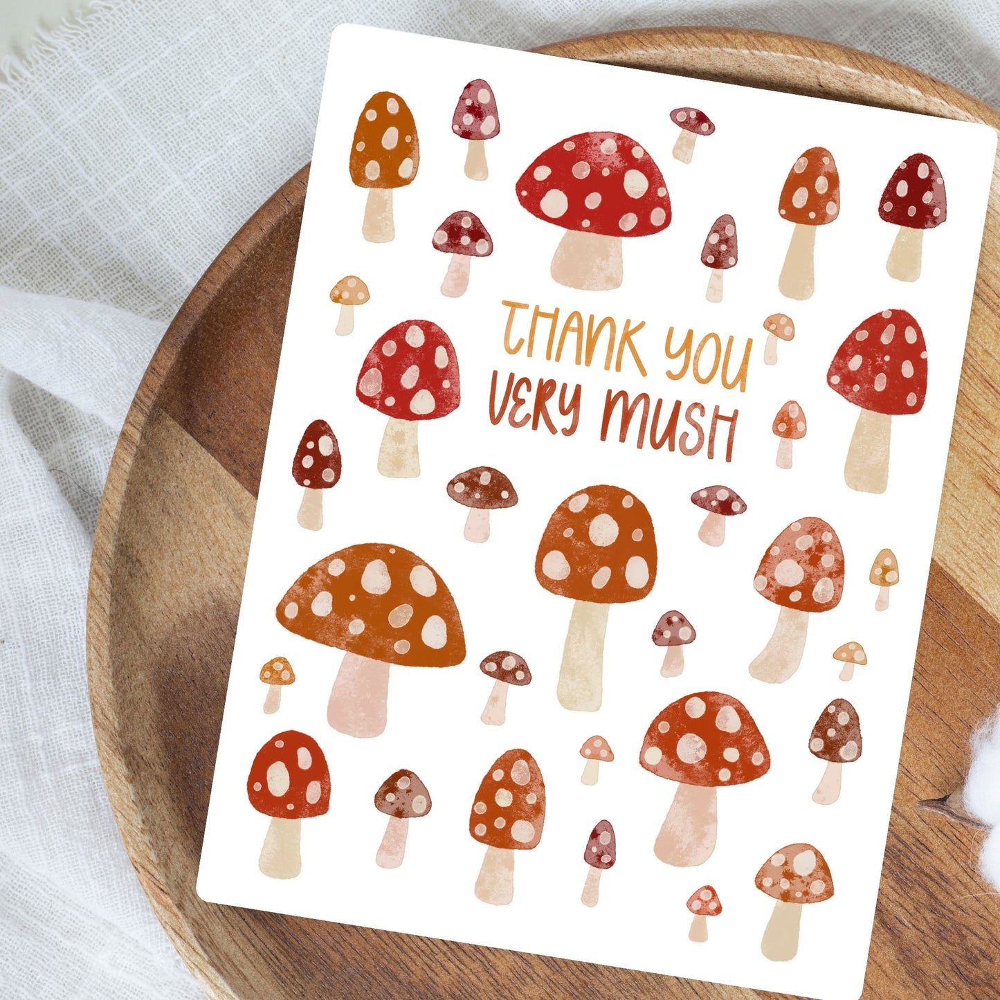 Thank You Very Mush Whimsical Mushroom Card | Bookish Greeting Cards