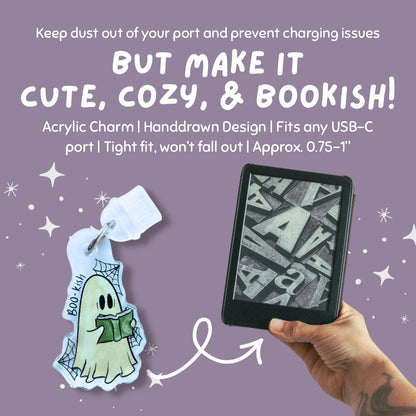 Boo-kish Reading Ghost Kindle Charm | Bookish USB-C Dust Plug