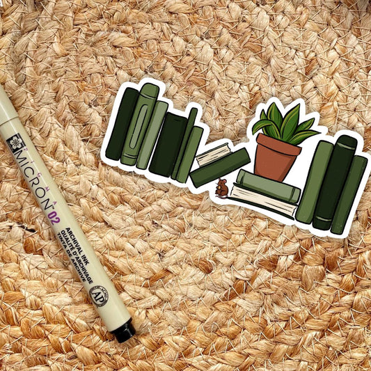 Green Bookshelf Sticker | Cute Kindle Stickers
