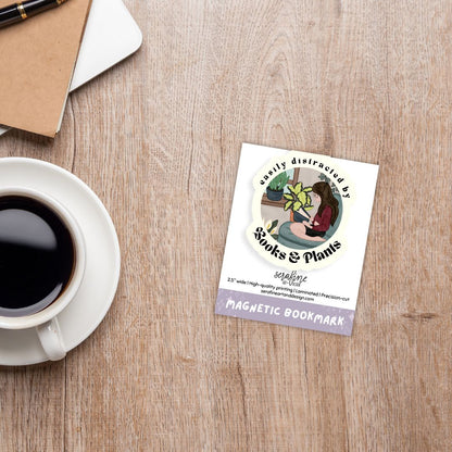 Easily Distracted By Books & Plants Magnetic Bookmark