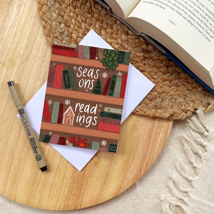 Seasons Readings Bookshelf Christmas Card | Bookish Greeting Cards