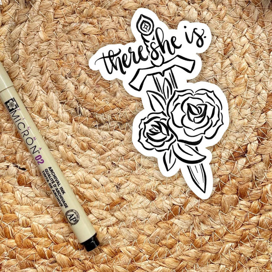 There She Is Sword and Roses Sticker | Carissa Broadbent Serpent & The Wings of Night Officially Licensed (Copy)