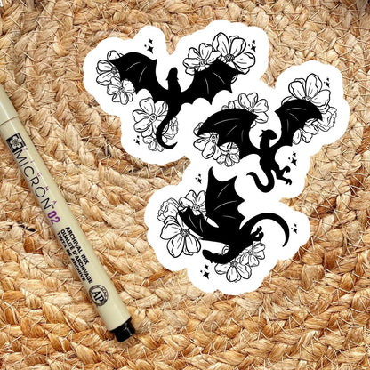 Floral Dragons Sticker | Fantasy Romance Book Merch