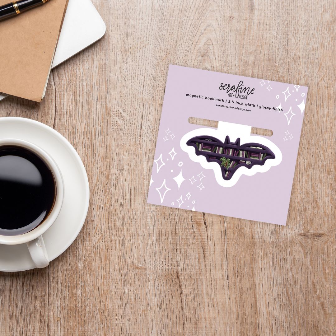 Bat Bookshelf Dark Academia Magnetic Bookmark