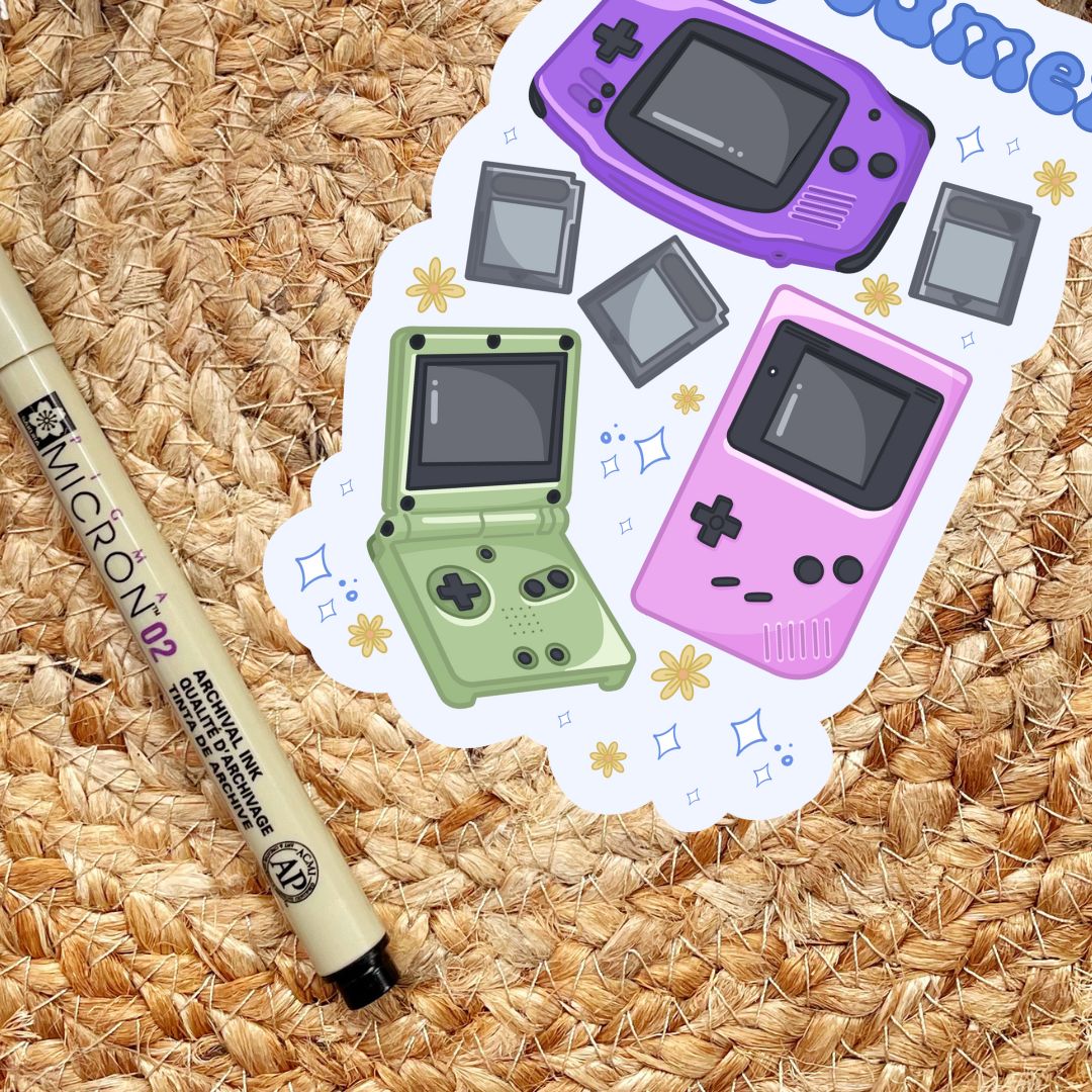 Cozy Gamer Handheld Gaming 90s Nostalgia Sticker