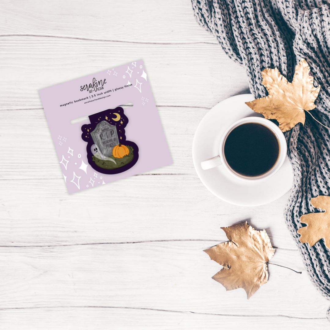 RIP (Reading In Peace) Tombstone Dark Academia Spooky Magnetic Bookmark