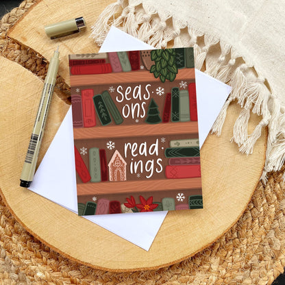 Seasons Readings Bookshelf Christmas Card | Bookish Greeting Cards