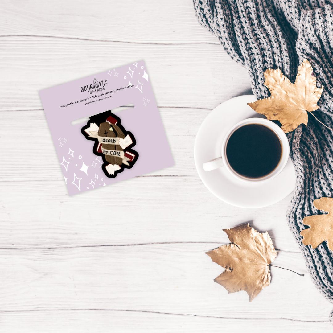 Death By TBR Coffin Dark Academia Spooky Magnetic Bookmark