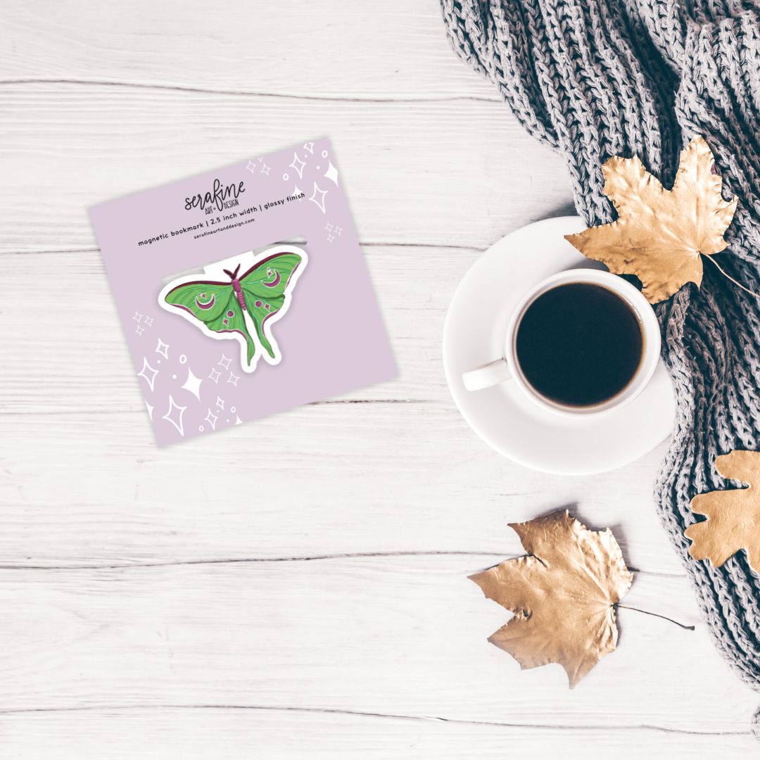 Celestial Luna Moth Magnetic Bookmark