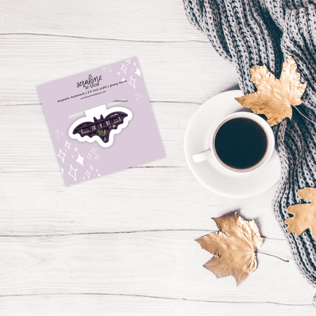 Bat Bookshelf Dark Academia Magnetic Bookmark