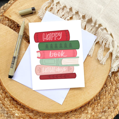 Happy Book Haul-idays Christmas Card | Bookish Greeting Cards